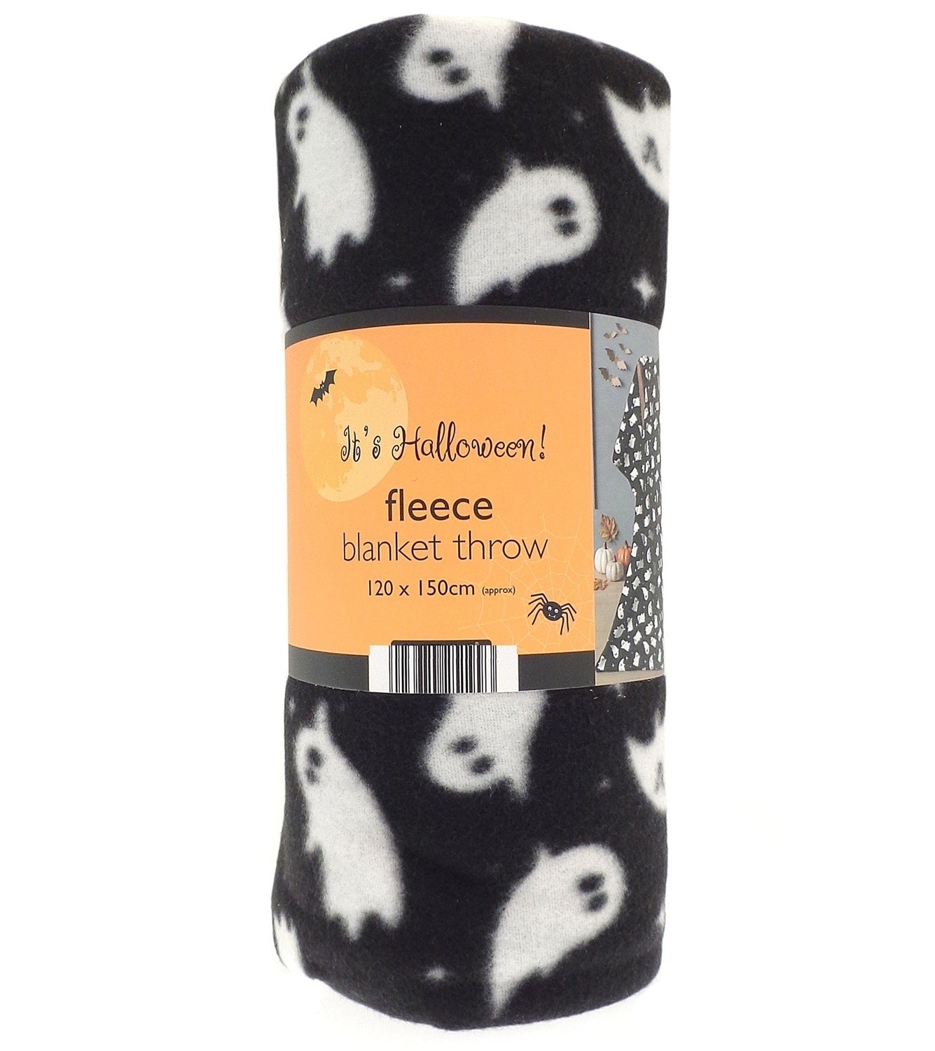 Halloween Ghost Fleece Blanket Throw - Black & White