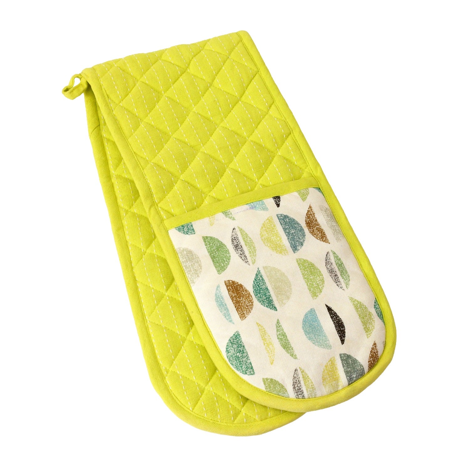 Bowls Double Oven Gloves 100% Cotton, Lime Green