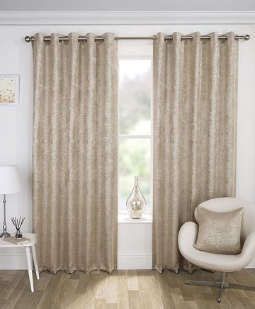 90" Sparkle Glitter Natural Gold  Halo Curtains