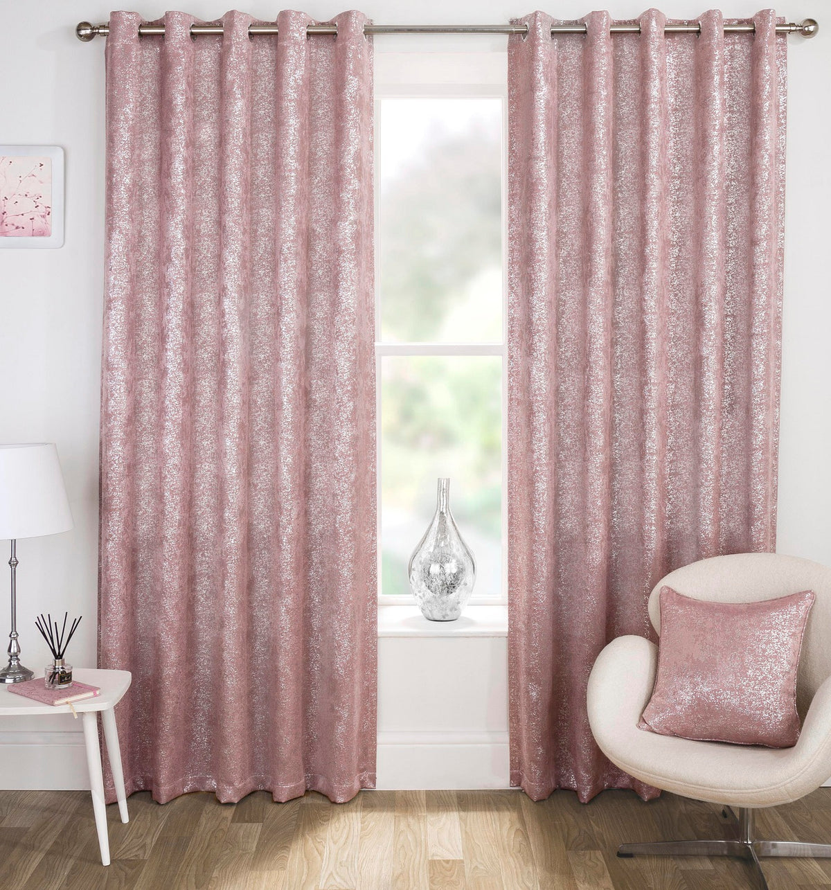 229cm Blush Pink Sparkle Glitter Halo Curtains