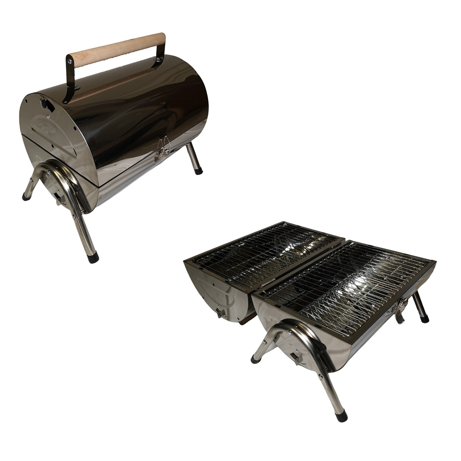 Portable Stainless Steel Barrel BBQ Grill With Handle