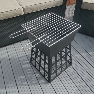 Redwood Black Square BBQ Fire Pit