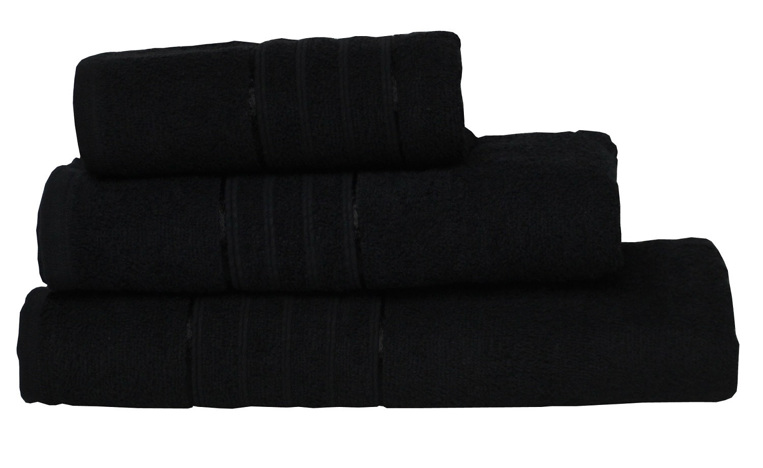 3Pcs Egyptian Hand Towel + Bath Towel Designer 100% Cotton Soft Fluffy Black New