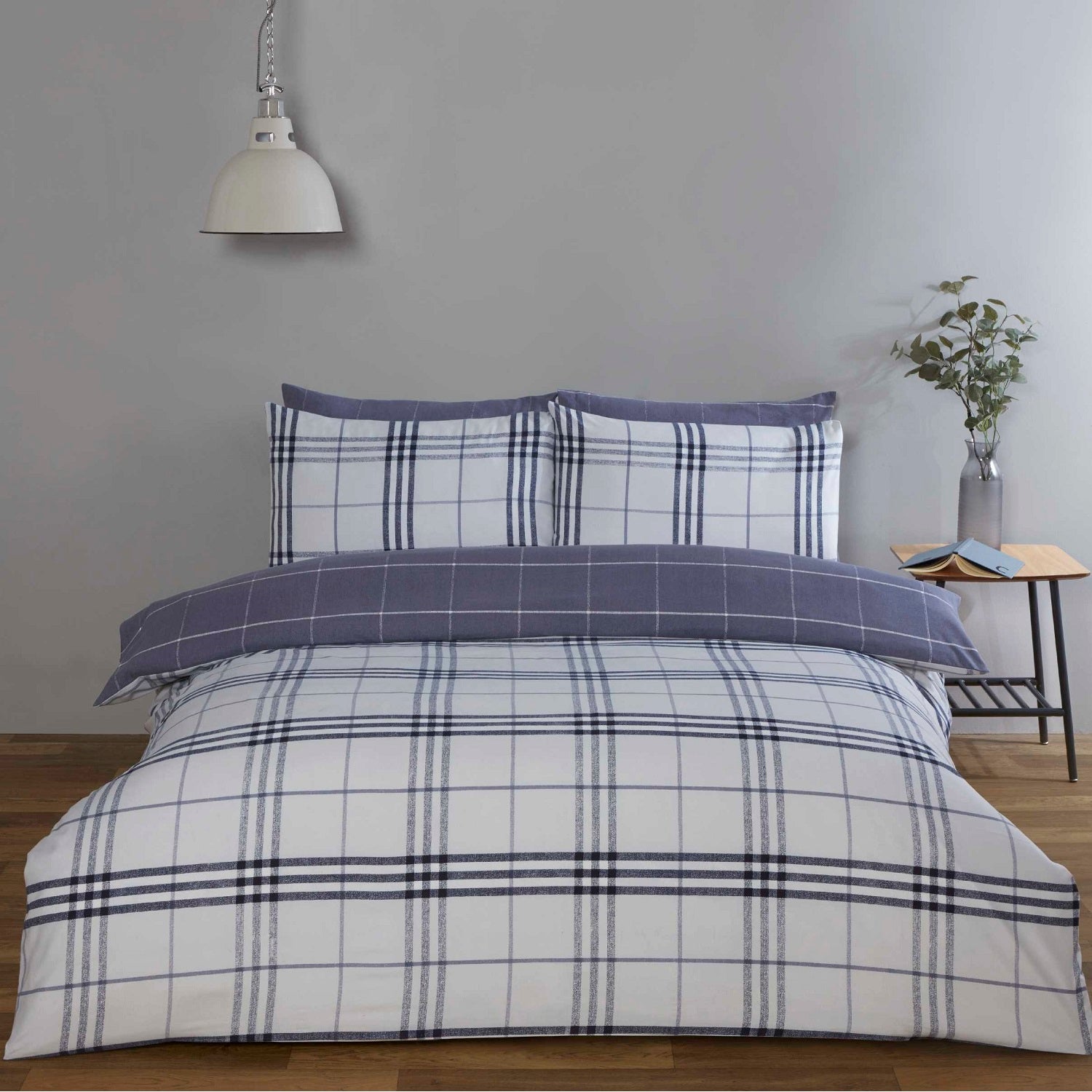 Harris Checked Duvet Cover Set, King, Blue