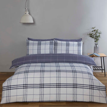 Harris Checked Duvet Cover Set, Double, Blue