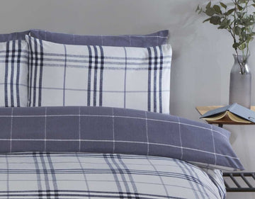 Harris Checked Duvet Cover Set, King, Blue