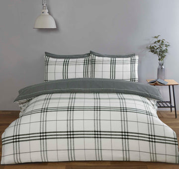 Harris Checked Duvet Cover Set, Double, Charcoal Grey