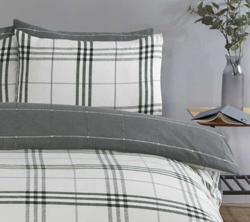 Harris Checked Duvet Cover Set, King, Charcoal Grey