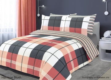 Harrison Check Duvet Cover Set, King, Blush Pink