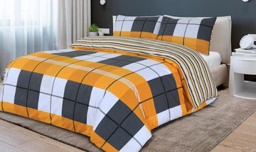 Harrison Check Duvet Cover Set, Double, Ochre Yellow