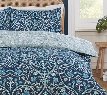 Hyacinth Lily Duvet Cover Set, King, Indigo Blue