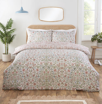 Hyacinth Lily Duvet Cover Set, Double, Natural & Green