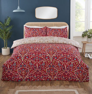 Hyacinth Lily Duvet Cover Set, King, Ruby Red