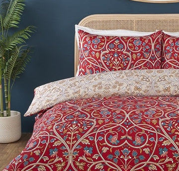 Hyacinth Lily Duvet Cover Set, King, Ruby Red