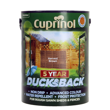 Cuprinol 5 Litre Ducksback Weatherproof Fence Paint - Harvest Brown