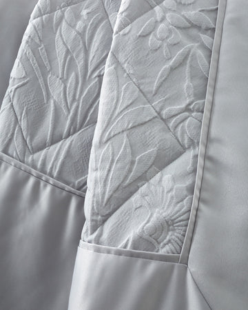Countryside Floral Butterfly Jacquard Quilted Bedspread + Pillowshams Set Silver