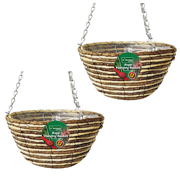 2pc 12 Inch Rope Hanging Basket