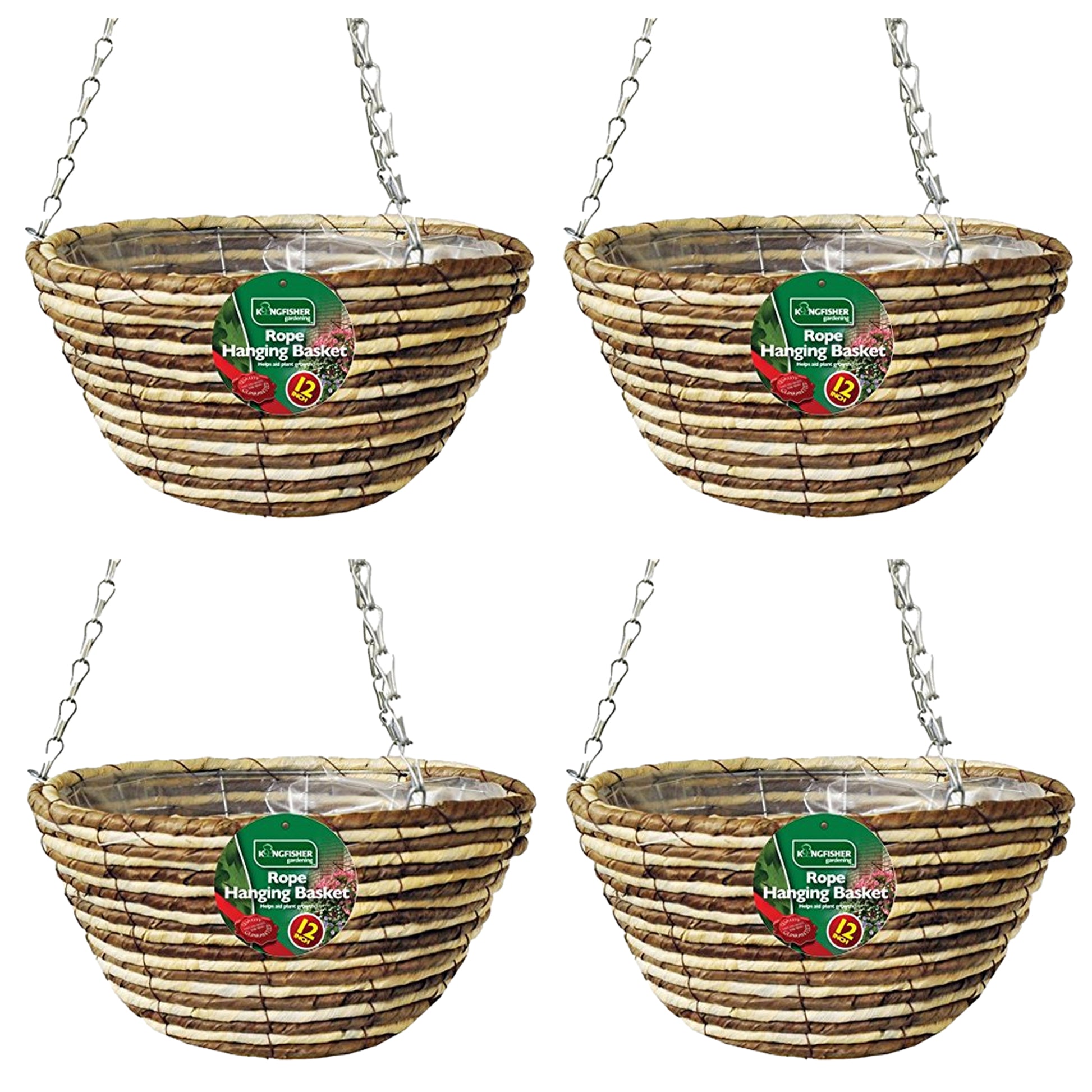 4pc 12 Inch Rope Hanging Basket