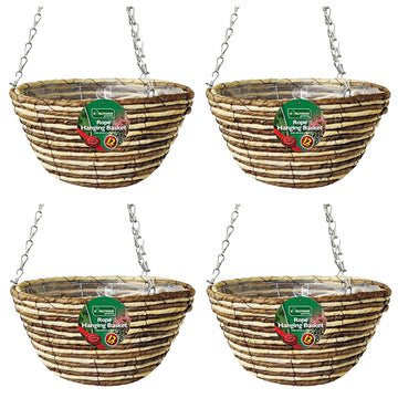 4pc 12 Inch Rope Hanging Basket