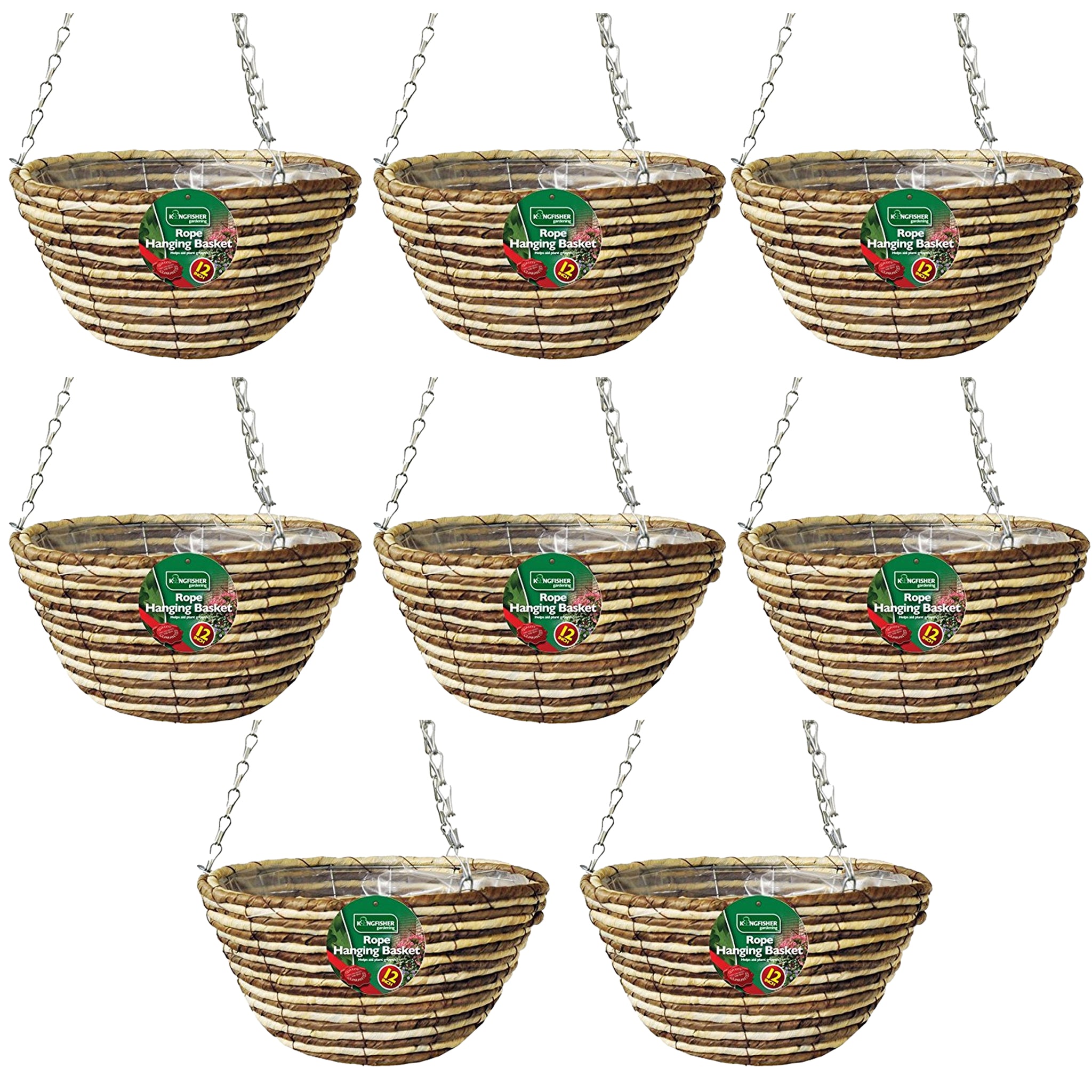 8pc 12 Inch Rope Hanging Basket