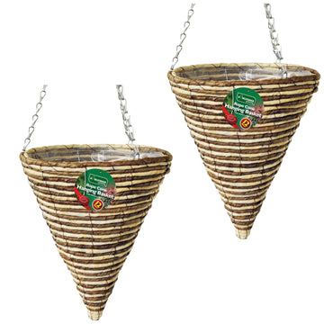 2pc 30cm Rope Cone Hanging Basket