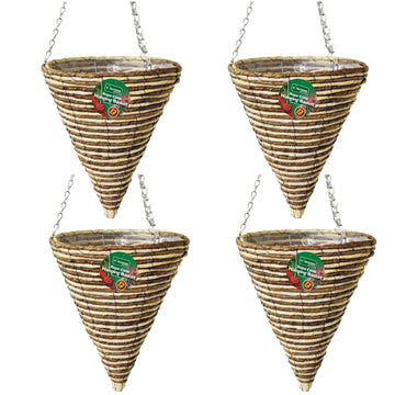 4pc 30cm Rope Cone Hanging Basket
