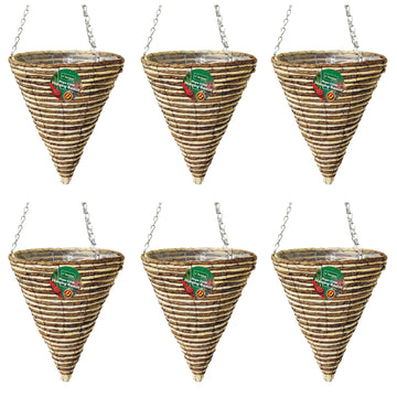 6pc 30cm Rope Cone Hanging Basket