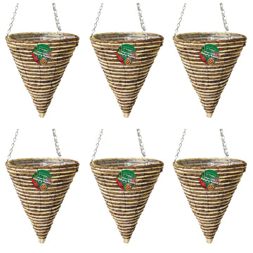 6pc 30cm Rope Cone Hanging Basket