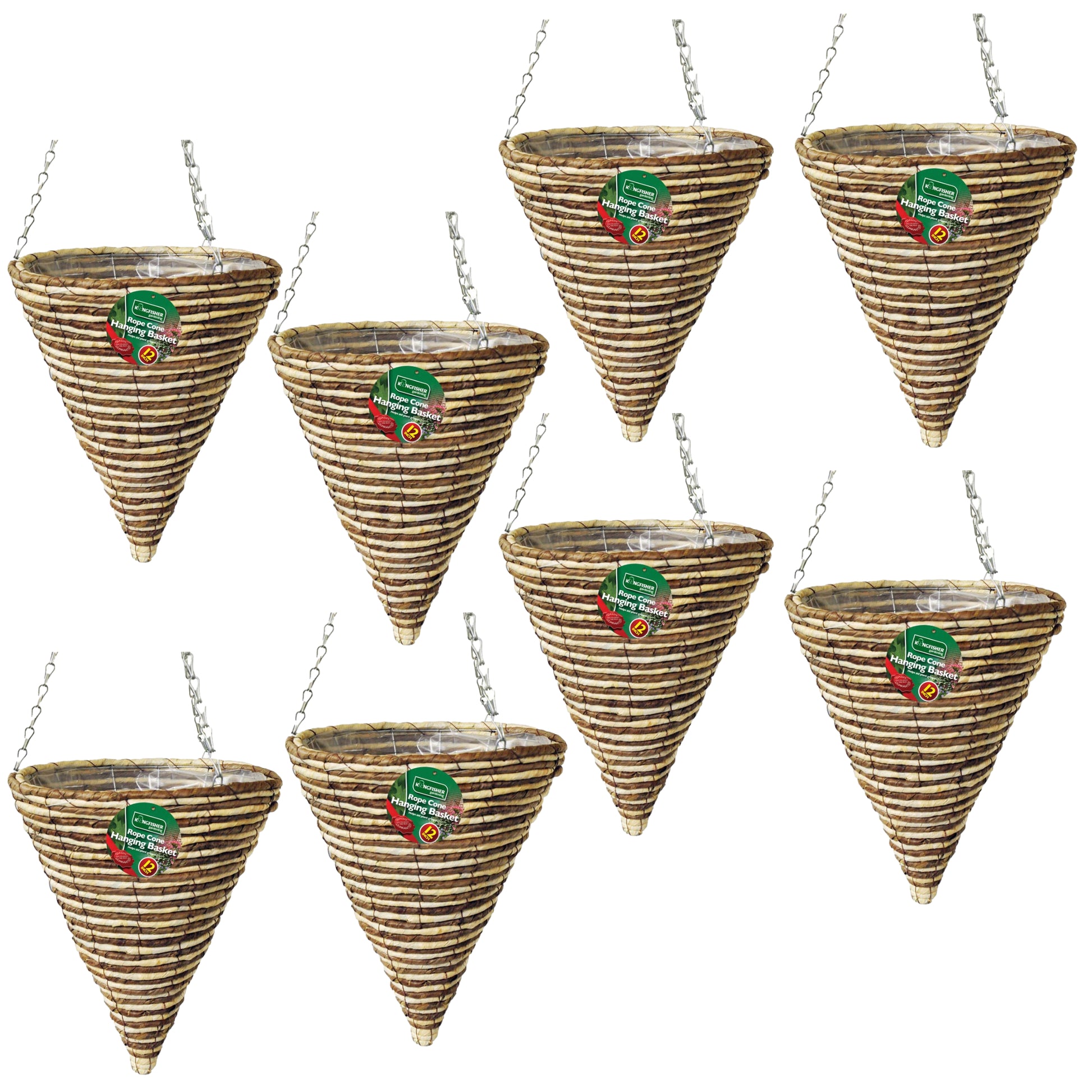 8pc 30cm Rope Cone Hanging Basket