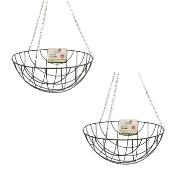 2 PCS 14" Wire Hanging Basket With Chain