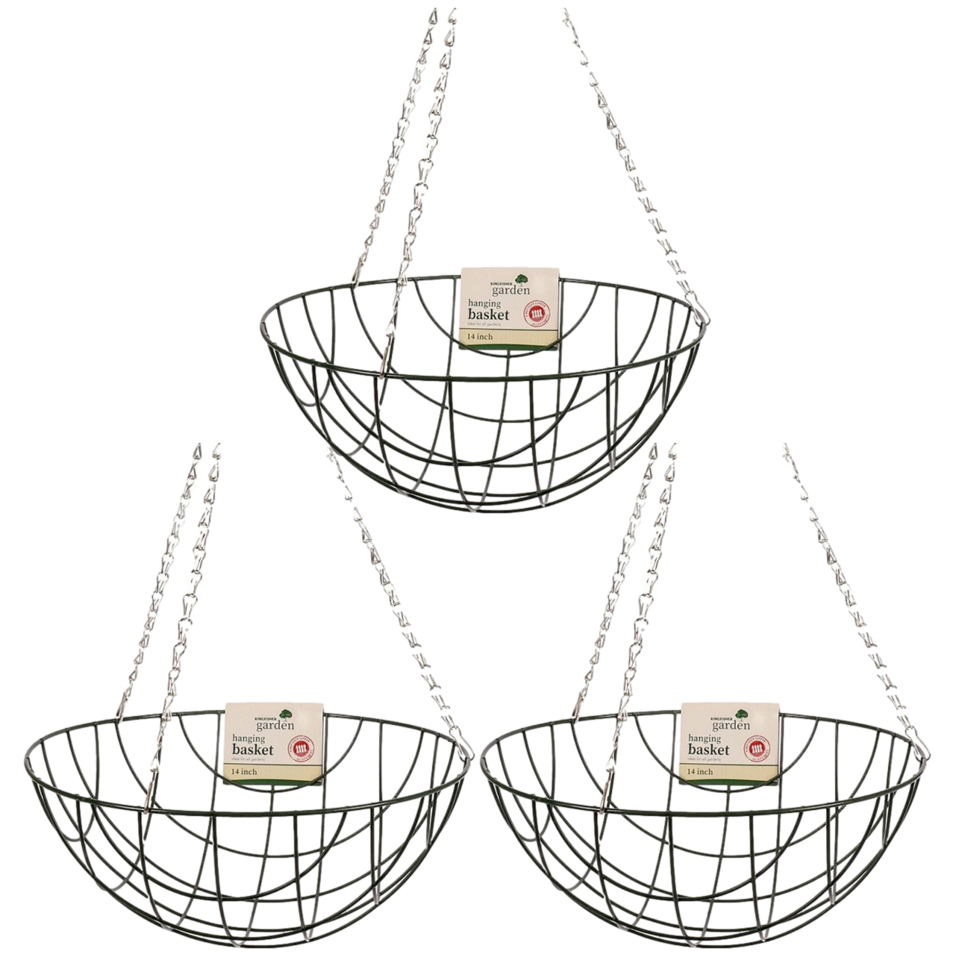 3 PCS 14" Wire Hanging Basket With Chain