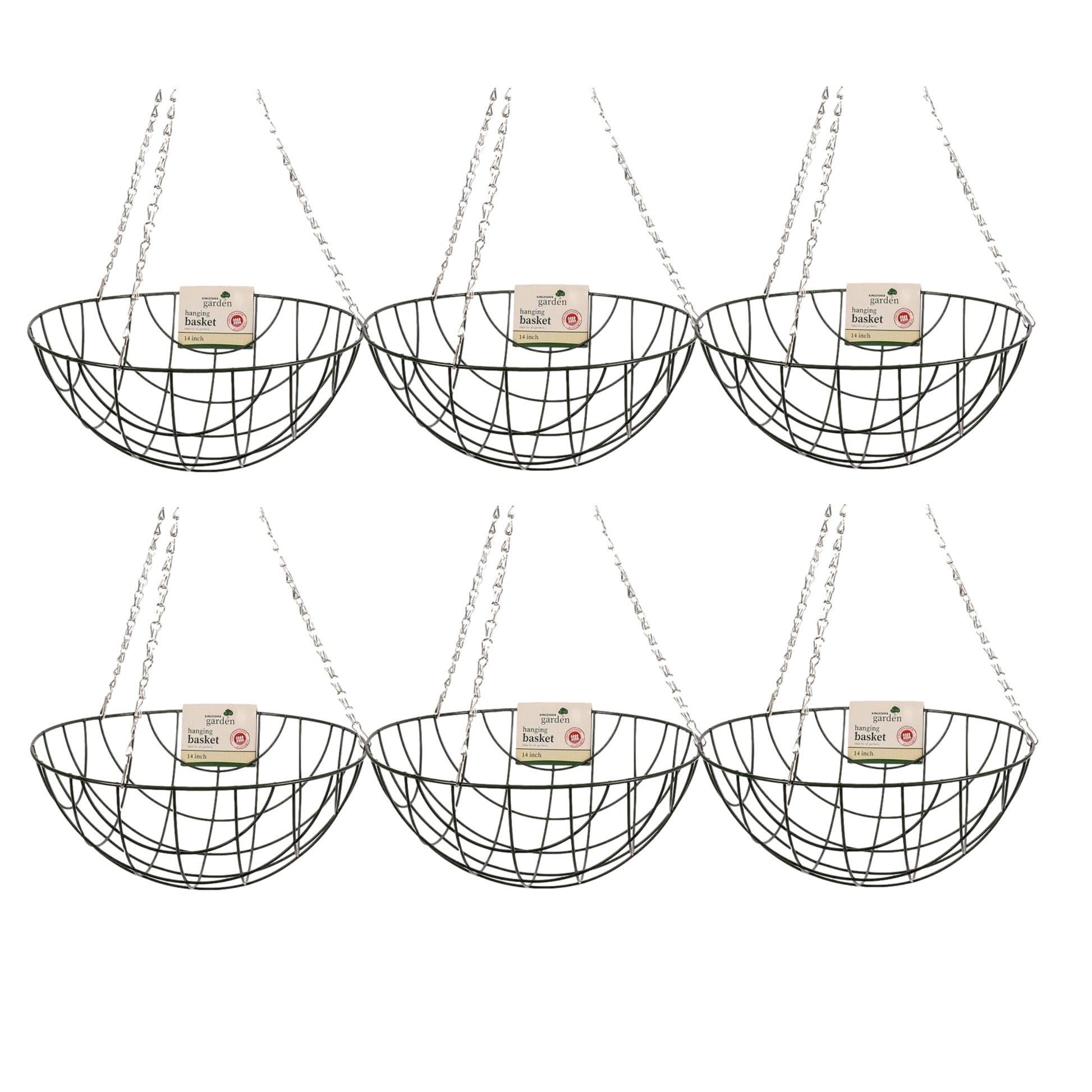 6 PCS 14" Wire Hanging Basket With Chain
