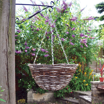 2Pcs 14inch Dark Rattan Wall Hanging Basket Plants