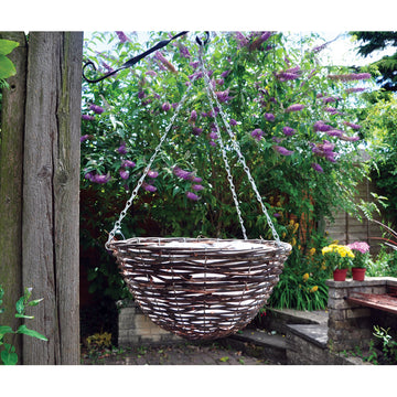 16 Inch Dark Rattan Hanging Basket