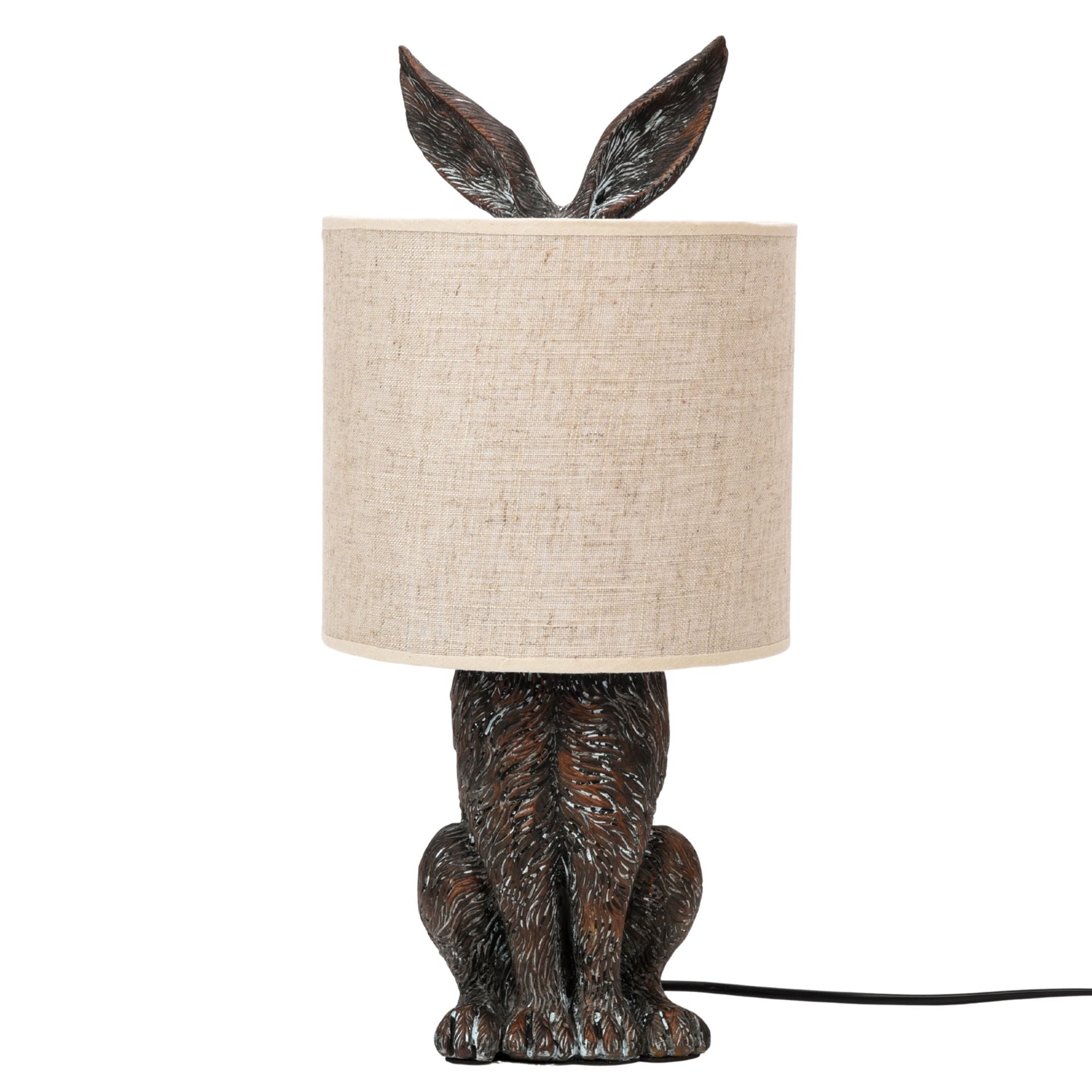 Brown Polyresin 3D Hiding Rabbit Beige E27 Corded Table Lamp Shade