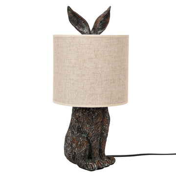 Brown Polyresin 3D Hiding Rabbit Beige E27 Corded Table Lamp Shade