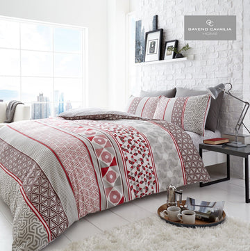Moroccan Style Duvet Cover Set, King, Red & Natural