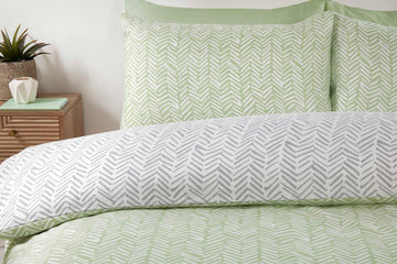 Helston Geometric Duvet Cover Set, Double, Green