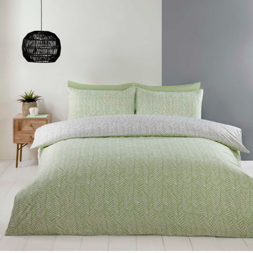 Helston Geometric Duvet Cover Set, Double, Green