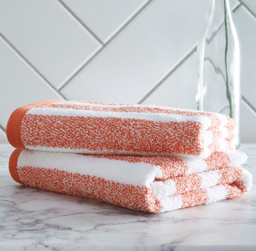 Henley Striped 100% Cotton Hand Towel - Orange & White