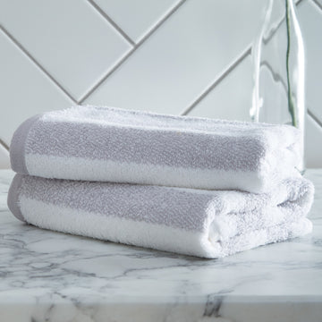 Henley Striped 100% Cotton Bath Towel - Grey & White