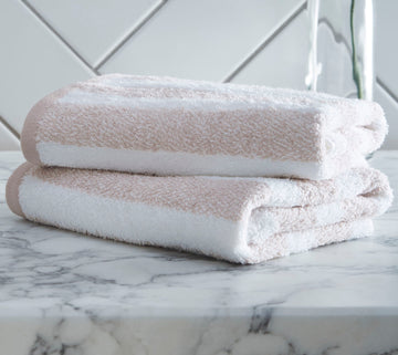 Henley Striped 100% Cotton Bath Towel - Natural & White
