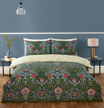 Heritage Floral Duvet Cover Set, Double, Navy & Green