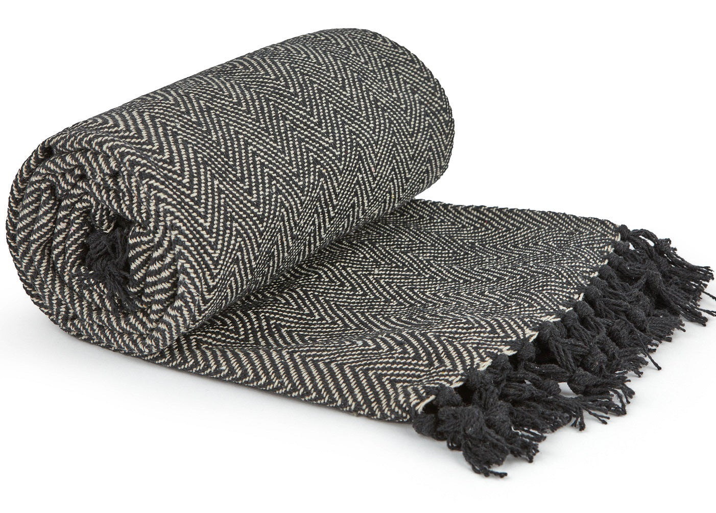 Herringbone Sofa Throw Black & White 50"x60"