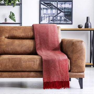 Herringbone Sofa Throw Red 50