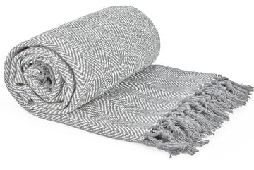 Herringbone Medium Throw Silver Grey 50"x60"