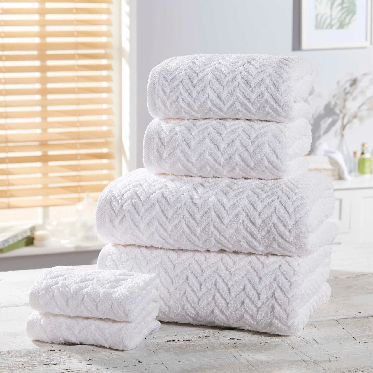 2pcs Herringbone Face Towels Cloth 100% Cotton - White