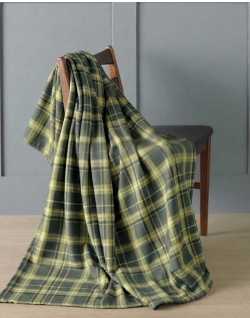 Highland Tartan Check Flannel Blanket Throw, 120x150cm, Green