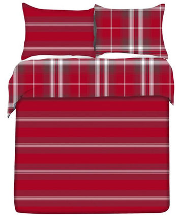 Highland Tartan Check Duvet Cover Set, King, Red