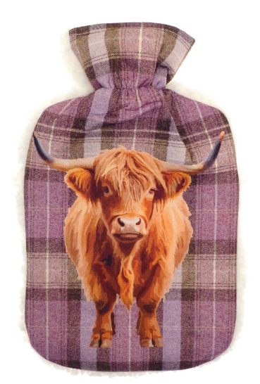 Highland Cow Hot Water Bottle Neck Body Shoulder Warmer + Plush Cover